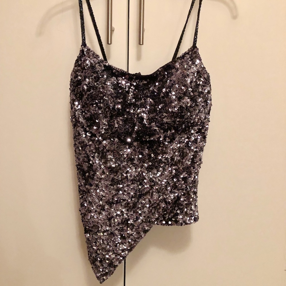Cache Black Sequin Top - image 1